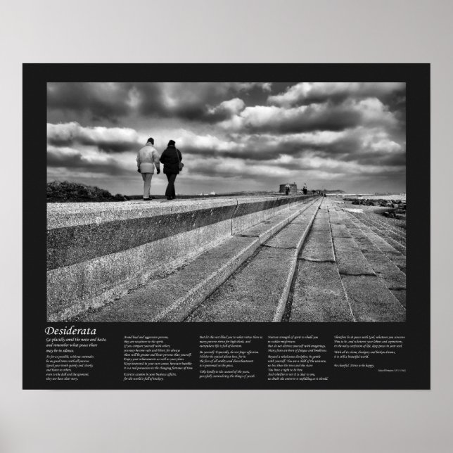 Póster Poema Desiderata, paseo marítimo invernal, Bella A (Frente)