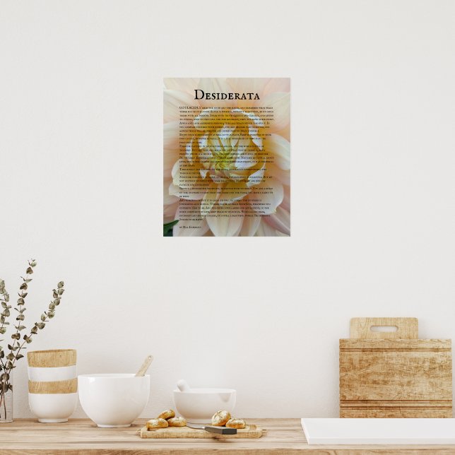 Póster Poema Desiderata Rosa y Amarilla Rosa (Cocina)