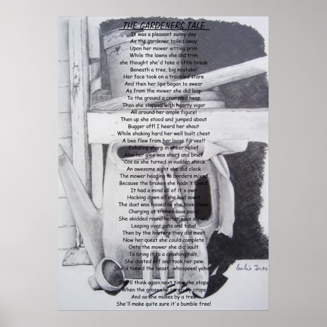 Póster Poema divertido herramientas de jardín de vida art (Frente)