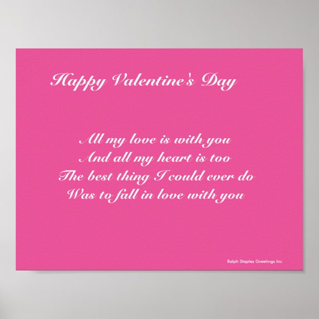 Póster poema el día de San Valentín para un amante (Frente)