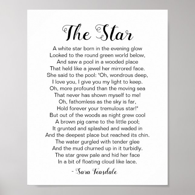 Póster Poema estrella de Sara Teasdale (Frente)