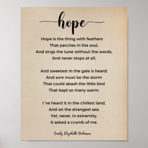 Póster Poema Hope de Emily Elizabeth Dickinson Vintage