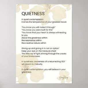 Póster Poema Inspirador de palabra escrita en silencio