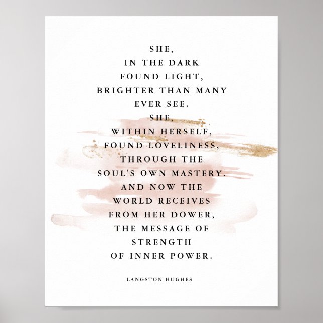 Póster Poema inspirador Ella En El Oscuro Langston Hughes (Frente)