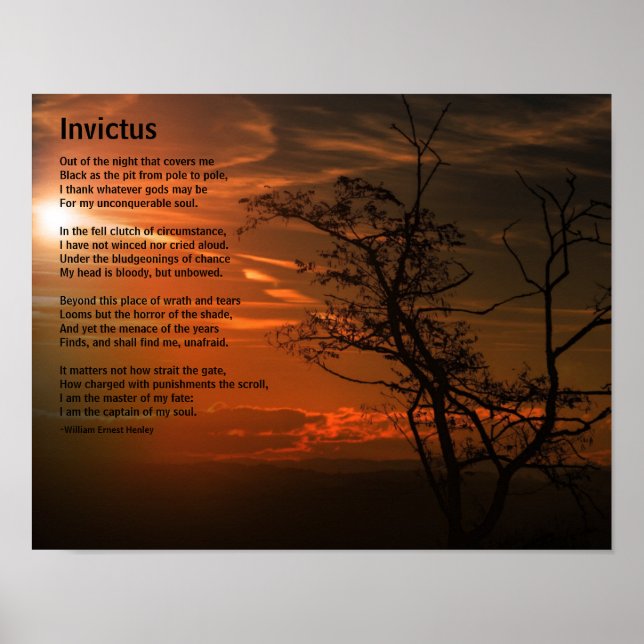 Póster Poema Invictus, la voluntad de sobrevivir (Frente)