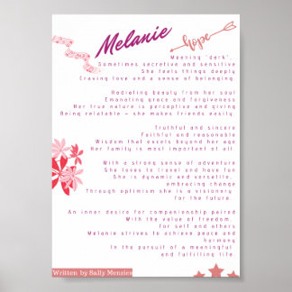 Póster Poema "Melanie" Name