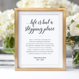 Póster Poema Memorial Life Is But A Stopping Place