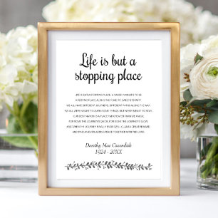 Póster Poema Memorial Life Is But A Stopping Place