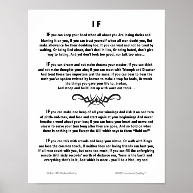 Póster Poema motivacional IF de Rudyard Kipling (Frente)