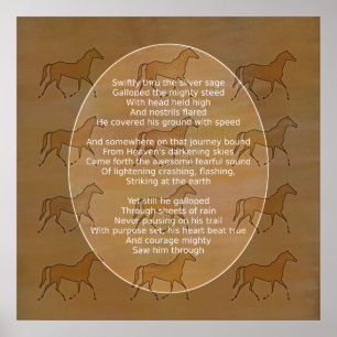 Póster Poema Motivador de Caballo Galopando