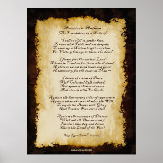 Póster Poema original patriótico del himno americano