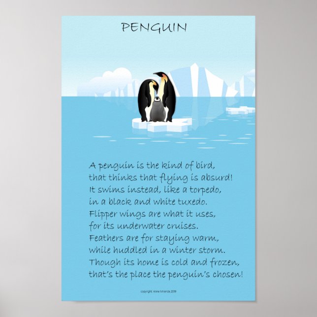 Póster Poema original pingüino (Frente)