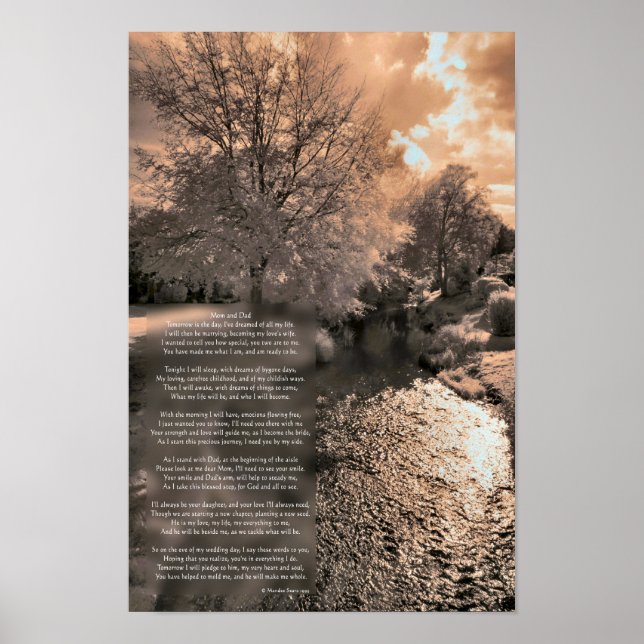 Póster Poema para los padres del Poster de la novia (Frente)