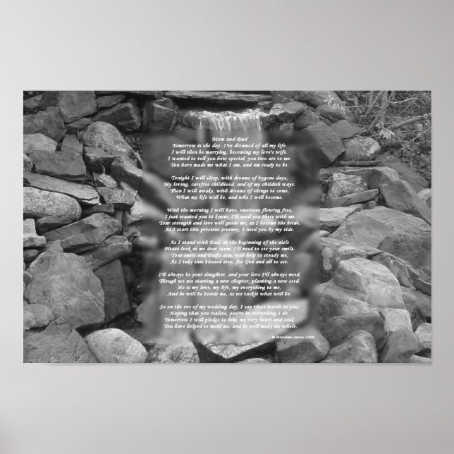 Póster Poema Poster a los padres de la novia (de la novia (Frente)