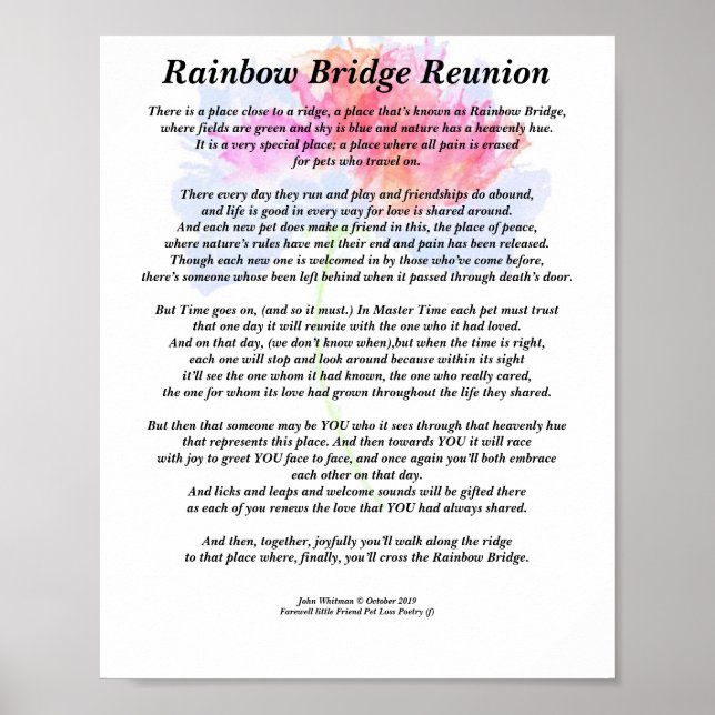 Póster Poema: Reunión del Puente Arcoiris, FL, Poster Mat (Frente)