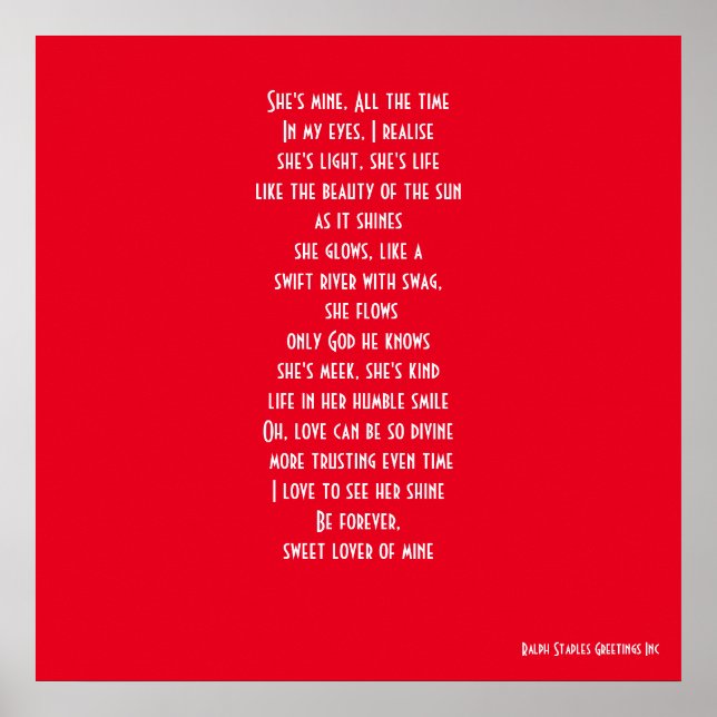 Póster POEMA ROMÁNTICO el día de San Valentín (Frente)