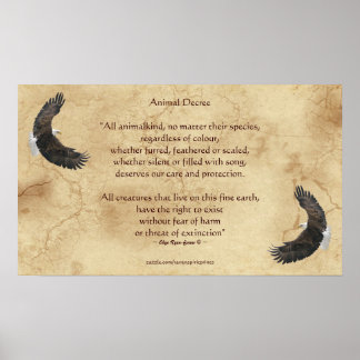 Póster Poema sobre derechos animales y Poster literario d