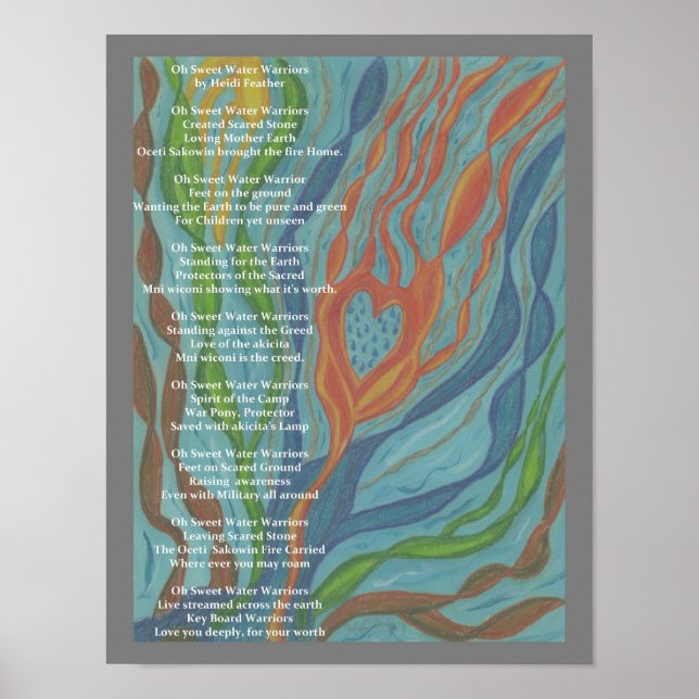 Póster Poema y dibujo de Waterwarrior. (Frente)