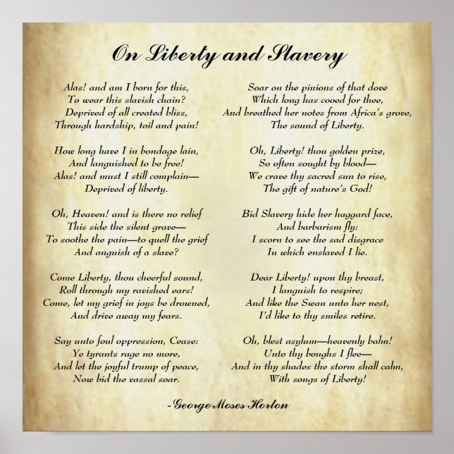 Póster Poesía afroamericana sobre libertad y esclavitud (Frente)