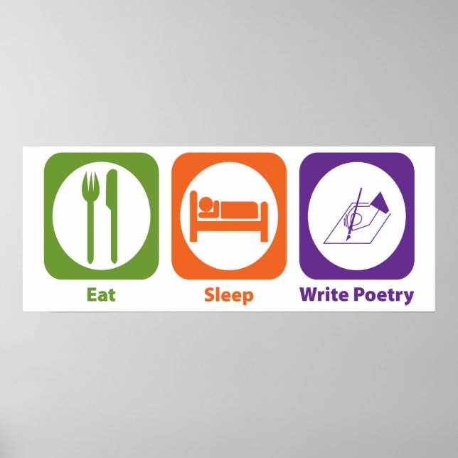 Póster Poesía de escritura de sueño de comer (Frente)