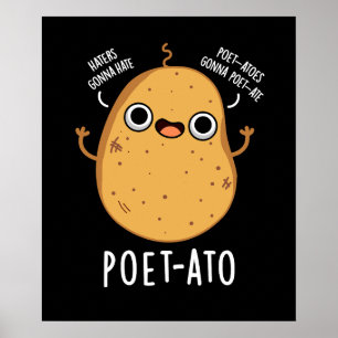 Póster Poeta-ato Funny Veggie Potato Pun Dark BG