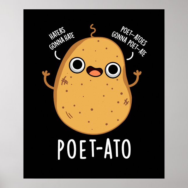 Póster Poeta-ato Funny Veggie Potato Pun Dark BG (Frente)