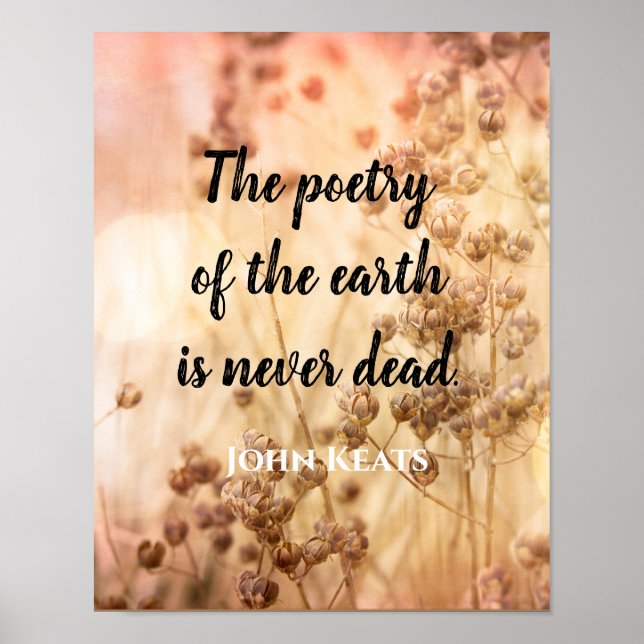 Póster poeta de cita literaria Keats poesía de la tierra (Frente)