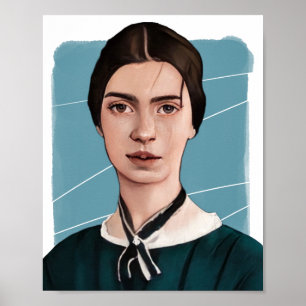 Póster Poeta estadounidense Emliy Dickinson Ilustracion