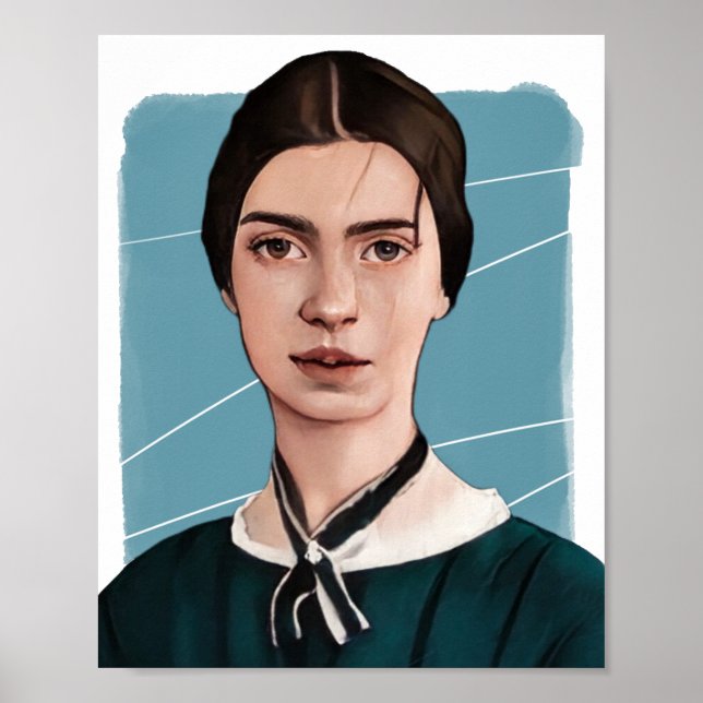Póster Poeta estadounidense Emliy Dickinson Ilustracion (Frente)