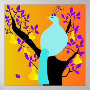 Póster Poeta Partridge En Un Árbol De Peras Negro Roto