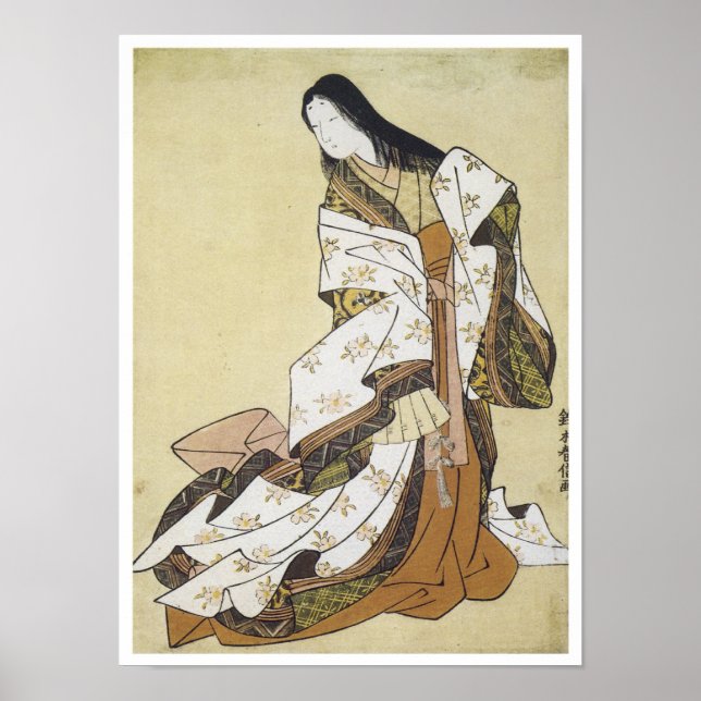 Póster Poetess Ono, Harunobu, 1764 (Frente)