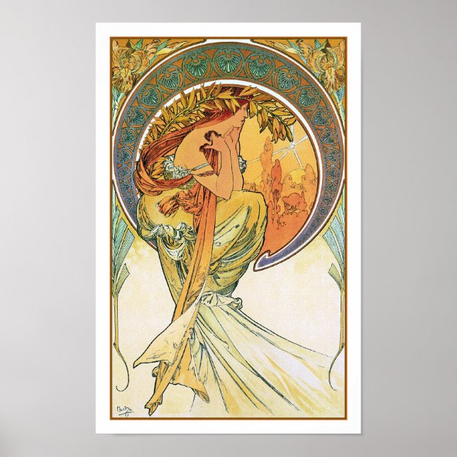 Póster POETRÍA de la serie "Las artes" de Mucha (Frente)