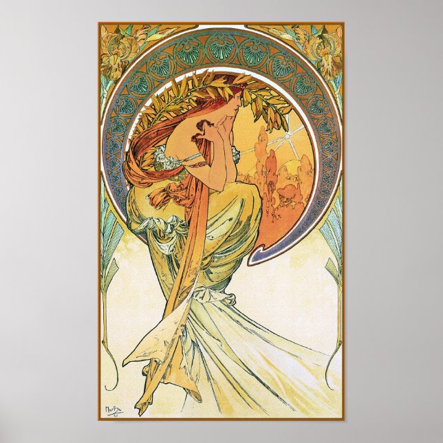 Póster POETRÍA de la serie "Las artes" de Mucha (Frente)