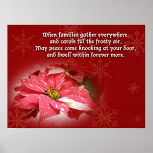 Póster Poinsettia sobre el rojo con el Poster del poema