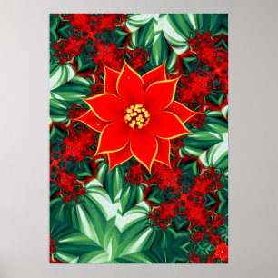 Póster Poinsettia vintage