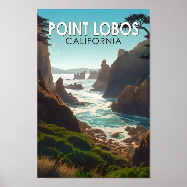 Póster Point Lobos California Travel Art Vintage (Frente)
