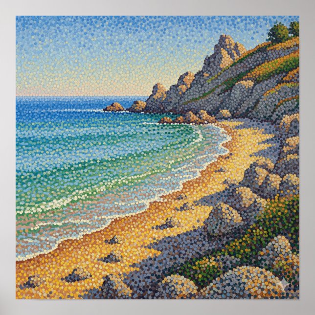 Póster Pointillismo Entorno costero (Frente)
