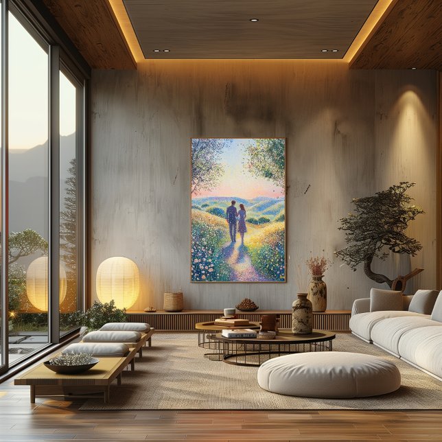 Póster Pointillismo Pareja Caminando al atardecer - Román (Subido por el creador)