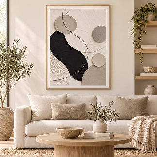 Póster Poised Circles | Minimal Abstract Plaster Art Prin