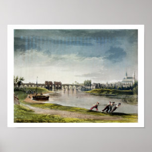 Póster Poissy, de "Views on the Seine", grabada por Tho