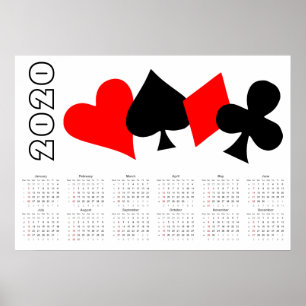 Póster Poker Calendar 2020 Poster
