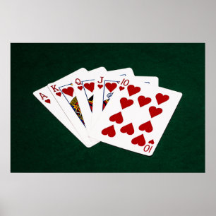 Póster Poker Hands - Royal Flush - Hearts Suit