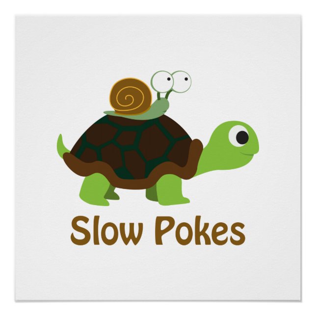 Póster Pokes lentos - Tortuga y caracol (Anverso)