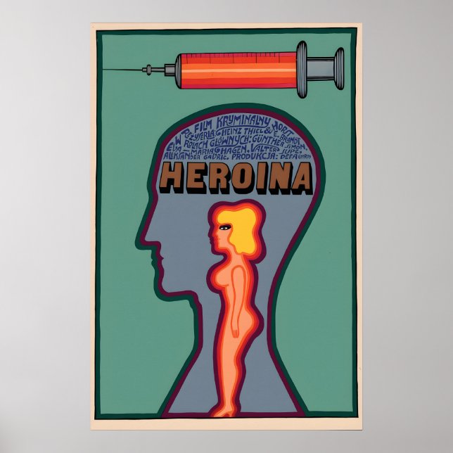 Póster polaco antidrogas de los 70 Heroina (Frente)