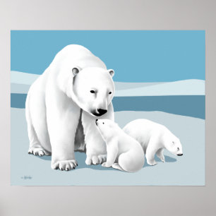 Póster Polar Bear Family