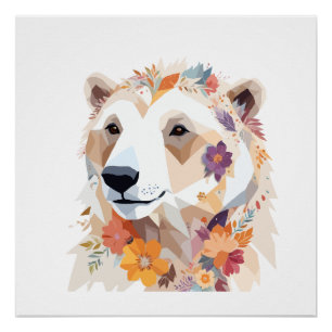 Póster Polar Bear Playable Adorable Fun Animal Coloroso