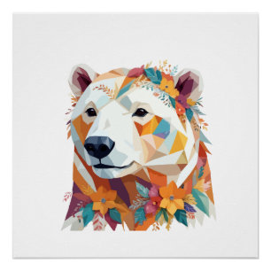 Póster Polar Bear Playable Adorable Fun Animal Coloroso