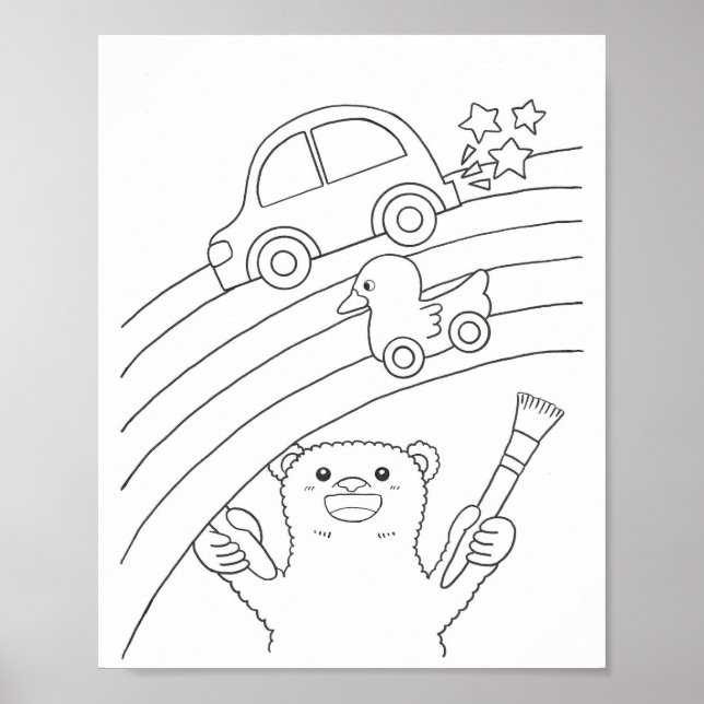 Póster Polar Bear Rainbow Coloring Page Downloadable (Frente)