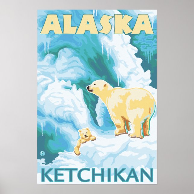 Póster Polar Bears & Cub - Ketchikan, Alaska (Frente)