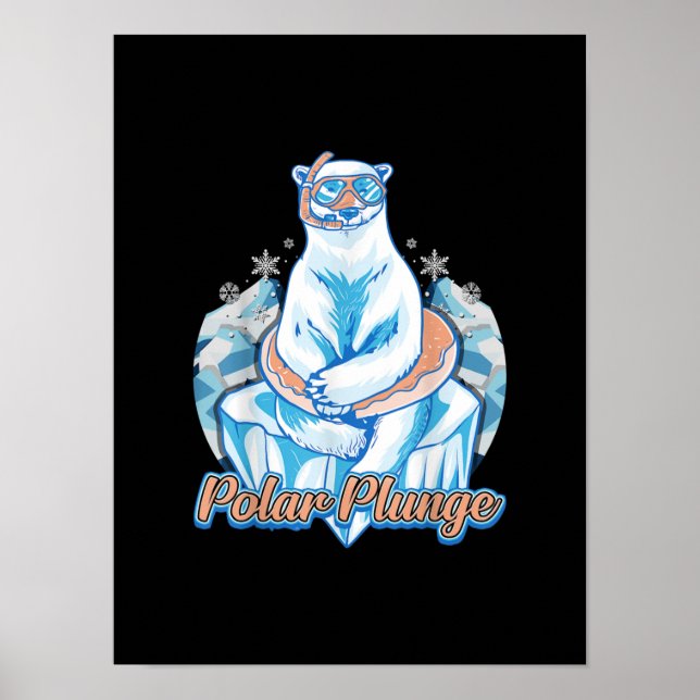 Póster Polar Plunge Ice Jump Funny Bear Polar Winter Swim (Frente)